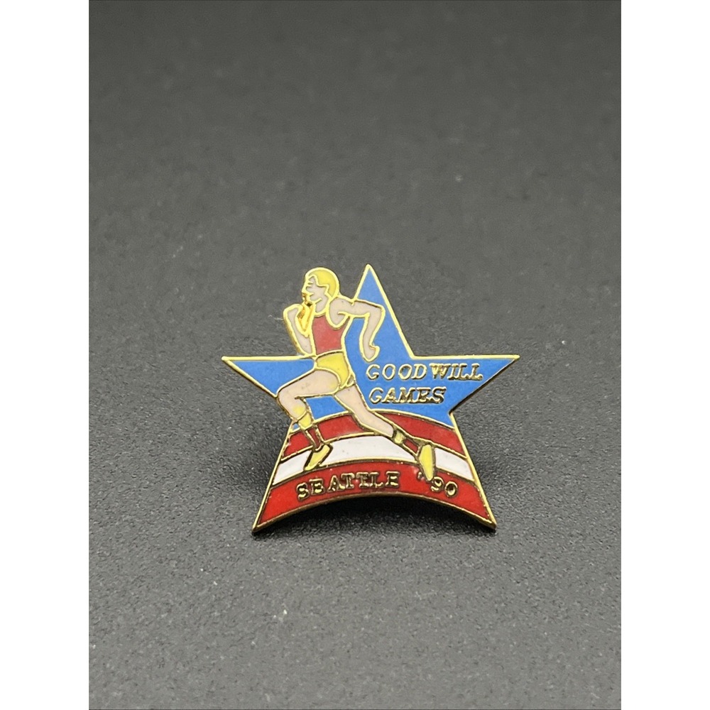 1990 Seattle Goodwill Games Track & Field Running Event Lapel Hat Pin‎